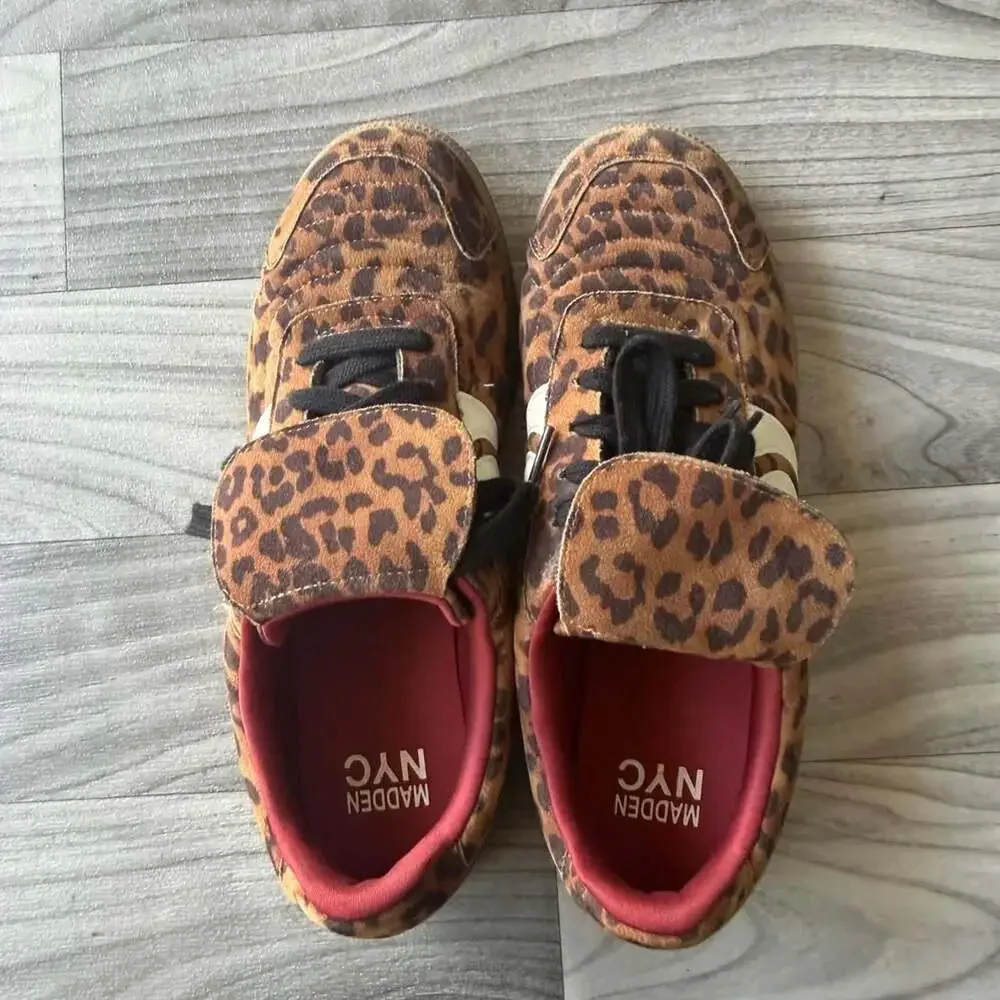 Madden NYC Leopard Print Foldover Tongue Sneakers
